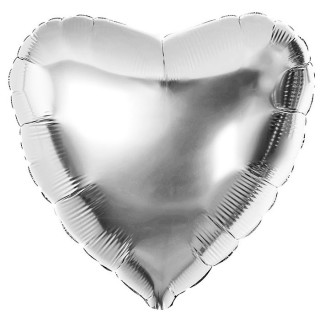 Шар фольгированный Сердце серебряное