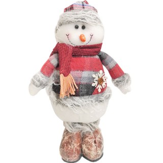 Кукла интерьерная Снеговик в клетчатой шубке, 40 см