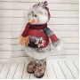 Кукла интерьерная Снеговик в клетчатой шубке, 40 см