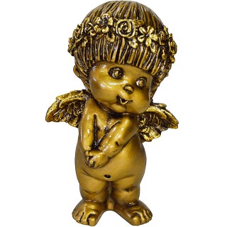 Фигура декоративная Ангел стесняшка 14 см, золото