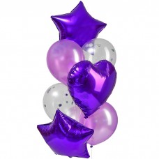 Букет из шаров Фиолетовый, сердце, ...