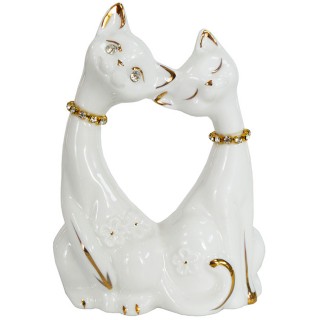 Сувенир керамический Влюбленные кошечки 12 см, белые