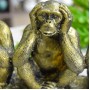 Фигура 3 шимпанзе на ветке, состаренная латунь